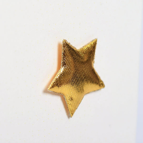 Welsh GCSE results Congratulations Card, Pink Stars, padded star embellished