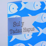 Welsh Father's Day Card, Sul y Tadau Hapus, Fishes, See through acetate window