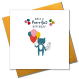 Everyday Card, Cat with Balloons, Purrr-fect Birthday, Embellished with pompoms