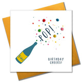 Everyday Card, Pop, Fizz, Birthday Cheers, Embellished with colourful pompoms