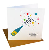 Everyday Card, Pop, Fizz, Birthday Cheers, Embellished with colourful pompoms