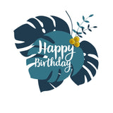 Everyday Card, Trapical Leaves, Happy Birthday , Embellished with pompoms