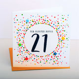 Welsh 21st Birthday Card, Penblwydd Hapus, Dotty 21, Pompom Embellished