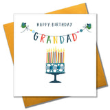 Birthday Card, Cake, Happy Birthday, Grandad, Embellished with colourful pompoms