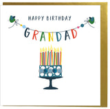 Birthday Card, Cake, Happy Birthday, Grandad, Embellished with colourful pompoms