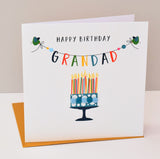 Birthday Card, Cake, Happy Birthday, Grandad, Embellished with colourful pompoms