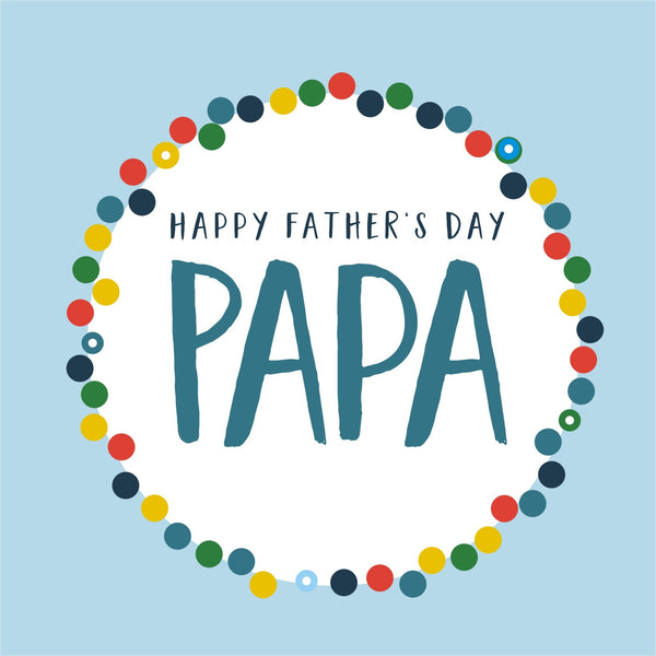 Father's Day Card, Colour Dots, Papa, Embellished with colourful pompoms