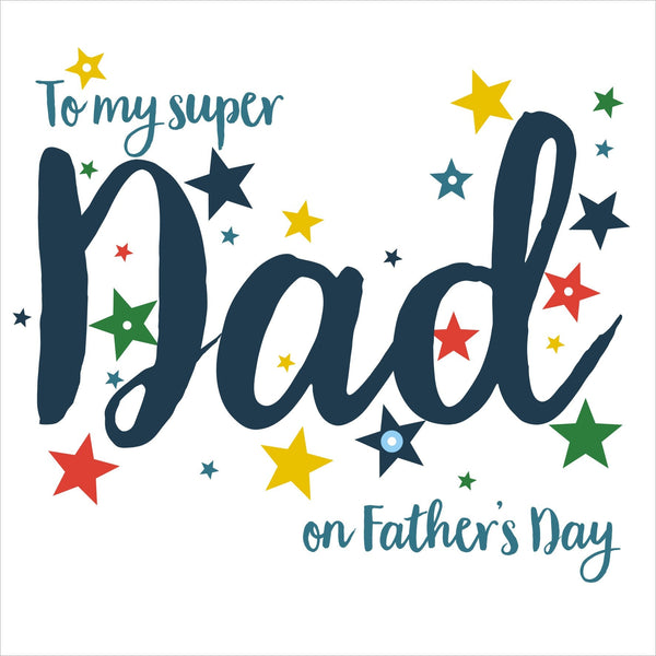 Father's Day Card, Super Dad, Embellished with colourful pompoms