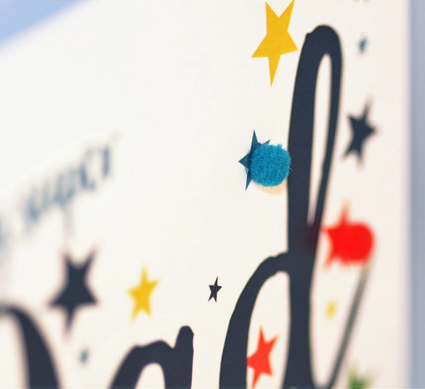 Father's Day Card, Super Dad, Embellished with colourful pompoms