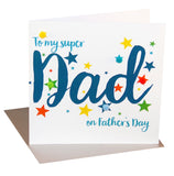 Father's Day Card, Super Dad, Embellished with colourful pompoms