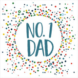 Father's Day Card, Colour Dots, No. 1 Dad, Embellished with colourful pompoms
