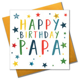 Birthday Card, Stars, Happy Birthday, Papa, Embellished with colourful pompoms