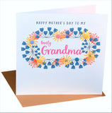 Mother's Day Card, Floral, Lovely Grandma, Embellished with colourful pompoms
