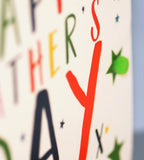 Father's Day Card, Stars, Happy Father's Day, Embellished with colourful pompoms