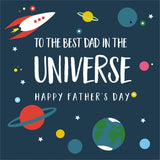Father's Day Card, Best Dad in the Universe, Embellished with colourful pompoms