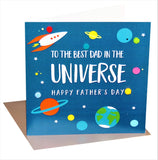 Father's Day Card, Best Dad in the Universe, Embellished with colourful pompoms