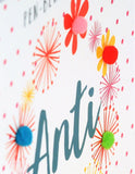 Welsh Auntie Birthday Card, Penblwydd HapusAnti, Pompom Embellished