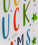 Exam Good Luck Card, Stars, Embellished with pompoms