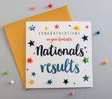 Congratulations National Exam Results Card, Star, Embellished with pompoms