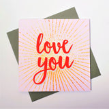 Valentine's Day Card, explosion with pink background, Love You