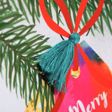 Christmas Card, Bauble and Pine, Tassel Embellished