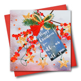 Christmas Card, Berries, From all of us to all of you, Tassel Embellished
