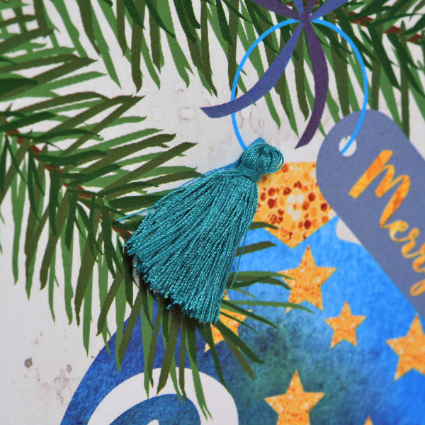 Christmas Card, Bauble, Merry Christmas, Papa, Tassel Embellished