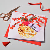 Christmas Card, Bauble & Berries, Happy Christmas, Tassel Embellished