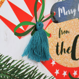 Christmas Card, Cracker and Fish Tag, from the Cat, Tassel Embellished