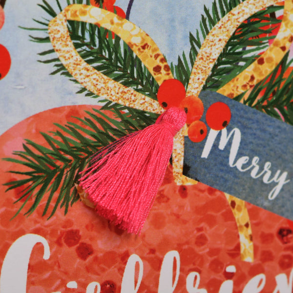 Christmas Card, Heart Bauble, Merry Christmas, Girlfriend, Tassel Embellished