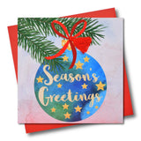 Christmas Card, Bauble and Pine, Season's Greetings, Tassel Embellished