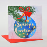 Christmas Card, Bauble and Pine, Season's Greetings, Tassel Embellished