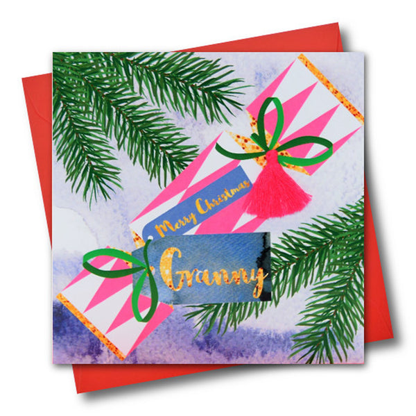 Christmas Card, Cracker, Granny, Happy Christmas, Tassel Embellished