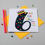 Welsh Age 6 Birthday Card, Penblwydd Hapus, Blue, Embellished with Pompoms