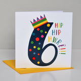 Welsh Age 6 Birthday Card, Penblwydd Hapus, Blue, Embellished with Pompoms