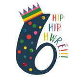 Welsh Age 6 Birthday Card, Penblwydd Hapus, Blue, Embellished with Pompoms