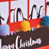 Christmas Card, Santa on the Bus, Embellished with colourful pompoms