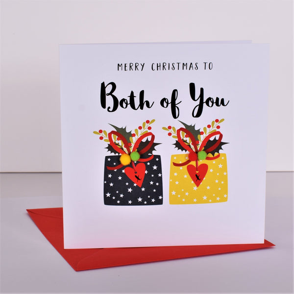 Christmas Card, Presents, Both of You, Embellished with colourful pompoms