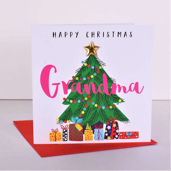 Christmas Card, Christmas Tree & Presents, Grandma, padded star Embellished