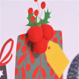 Christmas Card, Pile of Presents, Brother, Embellished with pompoms