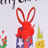 Christmas Card, Pile of Presents, Embellished with colourful pompoms