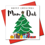 Christmas Card, Christmas Tree and Presents, Mum & Dad, padded star Embellished