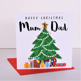 Christmas Card, Christmas Tree and Presents, Mum & Dad, padded star Embellished
