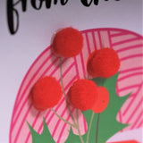 Christmas Card, Ball of Pink String, from the Cat, Embellished with pompoms