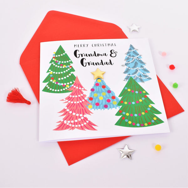 Christmas Card, Christmas Trees, Grandma & Grandad, padded star Embellished