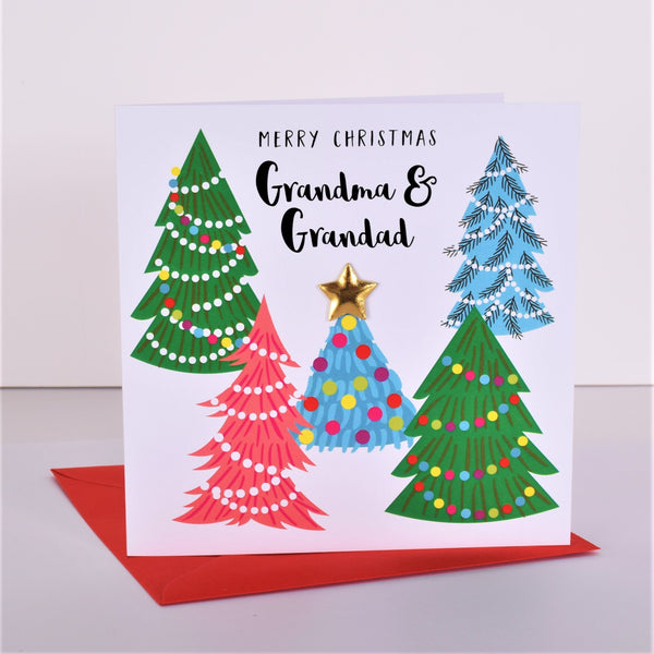 Christmas Card, Christmas Trees, Grandma & Grandad, padded star Embellished