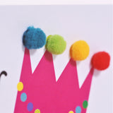 Welsh Sister Christmas Card, Nadolig Llawen Chwaer, Embellished with Pompoms