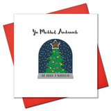 Welsh Christmas Card, Nadolig Llawen, Thinking of You, padded star embellished