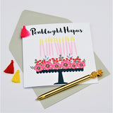 Welsh Birthday Card, Penblwydd Hapus, Pretty Cake, Tassel Embellished