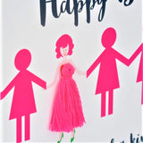 Birthday Card, Paperchain Girls, Embellished with a colourful tassel
